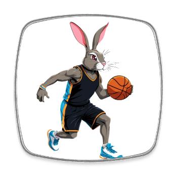 Basketballspieler Osterhase Lustig Ostern - Viereckiger Kühlschrankmagnet - Weiß - Vorne