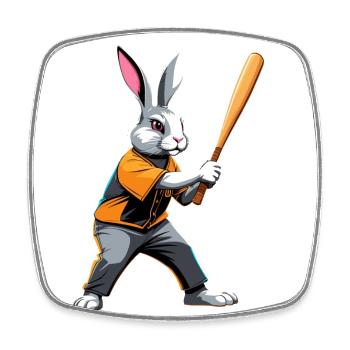 Baseballspieler Osterhase Lustiges Ostern - Viereckiger Kühlschrankmagnet - Weiß - Vorne