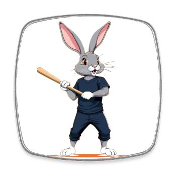 Baseball Player Easter Bunny Funny Easter - Square fridge magnet - white - Front