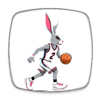 Joueur de basket-ball lapin de Pâques drôle streetwear - Magnet carré - blanc - Devant