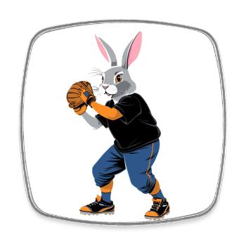 Baseball Player, Easter Bunny, Easter, Baseball - Square fridge magnet - white - Front