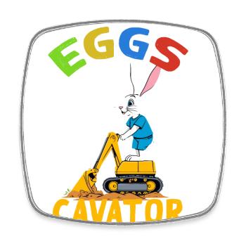Funny Easter Saying Easter Bunny Excavator Driver - Square fridge magnet - white - Front