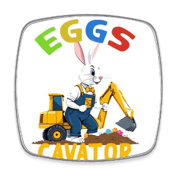 Funny Easter Saying Easter Bunny Excavator Driver - Square fridge magnet - white - Front