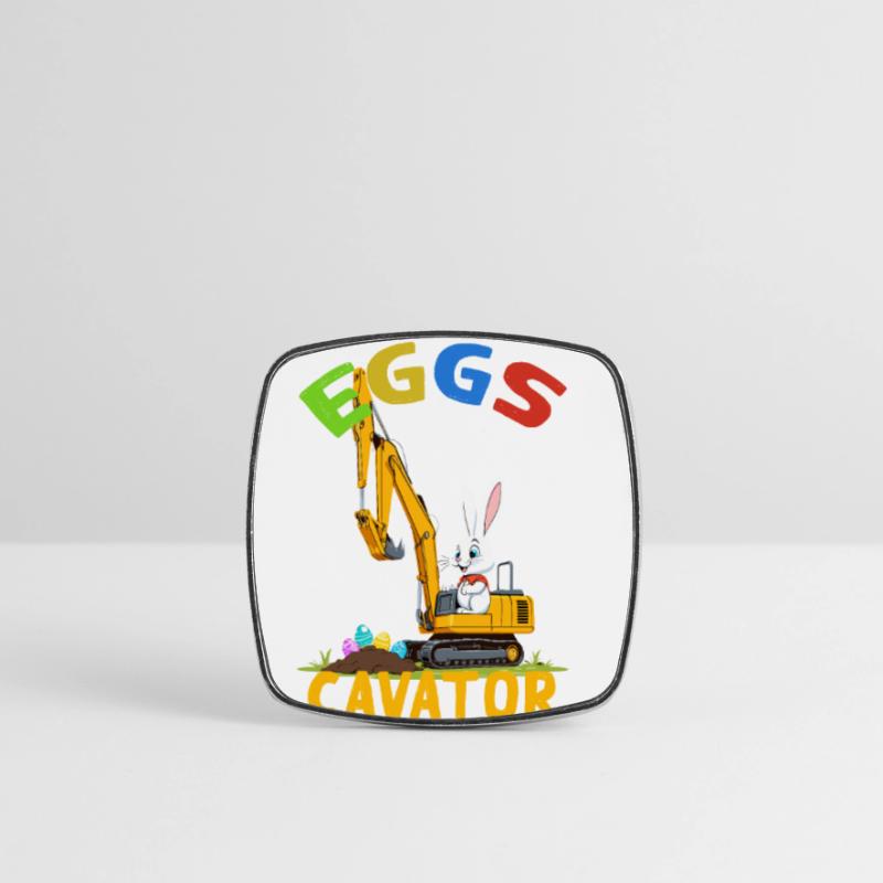 Funny Easter Saying Easter Bunny Excavator Driver Square fridge magnet