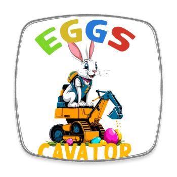 Funny Easter Saying Easter Bunny Excavator Driver - Square fridge magnet - white - Front