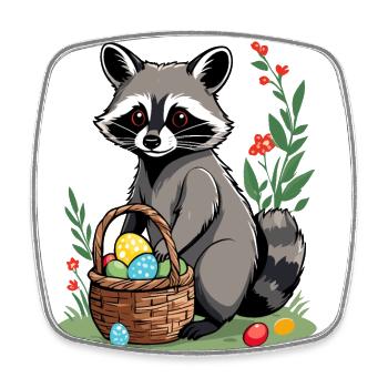 Funny Raccoon Costume Cute Easter Eggs - Square fridge magnet - white - Front