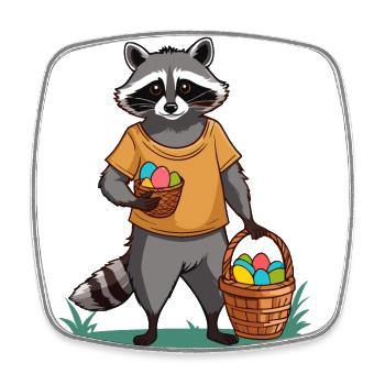 Funny Raccoon Costume Cute Easter Eggs - Square fridge magnet - white - Front