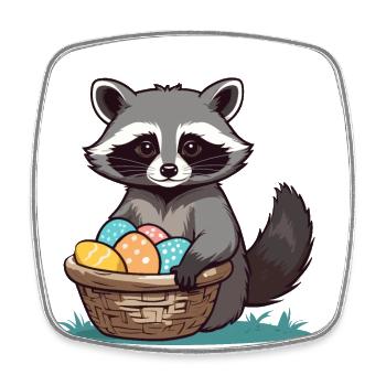 Lustiges Waschbär Osterhasen Niedliches Design - Viereckiger Kühlschrankmagnet - Weiß - Vorne