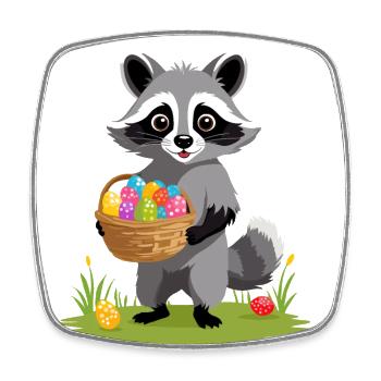 Lustiges Waschbär Osterhasen Niedliches Design - Viereckiger Kühlschrankmagnet - Weiß - Vorne
