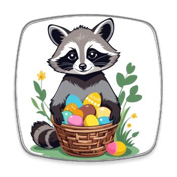 Funny Raccoon Costume Cute Easter Eggs - Square fridge magnet - white - Front