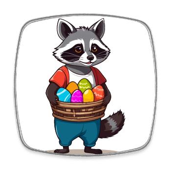 Funny Raccoon Costume Cute Easter Eggs - Square fridge magnet - white - Front