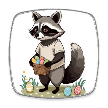Funny Raccoon Easter Bunny Cute Costume - Square fridge magnet - white - Front