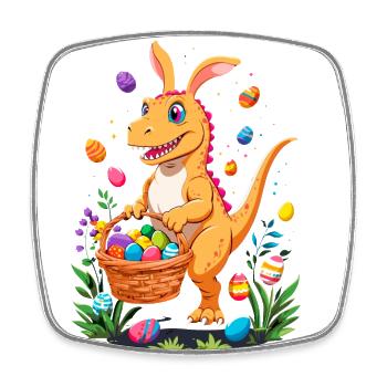 Iconic Easter Dinosaur Dinosaur Easter Bunny - Square fridge magnet - white - Front