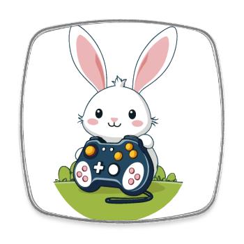 Lapin de Pâques Gamer et Design de streetwear de jeu - Magnet carré - blanc - Devant