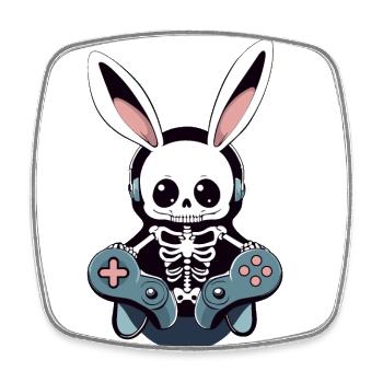 Osterhase Gamer Gaming Streetwear Ikonisches - Viereckiger Kühlschrankmagnet - Weiß - Vorne