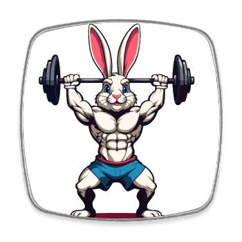 Lapin de Pâques Body Building Animal Drôle Séance D’entraînement - Magnet carré - blanc - Devant