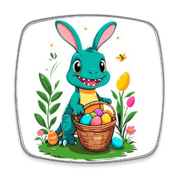 Iconic Easter Dinosaur Dinosaur Easter Bunny - Square fridge magnet - white - Front