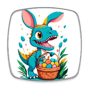 Iconic Easter Dinosaur Dinosaur Easter Bunny - Square fridge magnet - white - Front