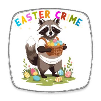 Funny Raccoon Easter Bunny Cute Easter Eggs - Square fridge magnet - white - Front