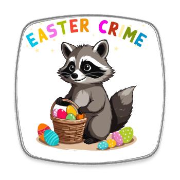 Funny Raccoon Costume with Easter Eggs - Square fridge magnet - white - Front