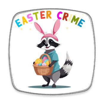 Funny Cute Raccoon Easter Eggs Design - Square fridge magnet - white - Front