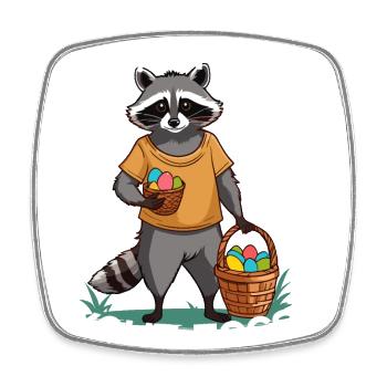 Lustiges Waschbär Eier Dieb Niedliches Design - Viereckiger Kühlschrankmagnet - Weiß - Vorne