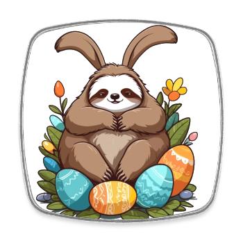Lustiges Faultier Osterhase Süßes Osterfaultier - Viereckiger Kühlschrankmagnet - Weiß - Vorne