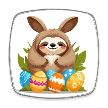 Funny Sloth Easter Bunny Iconic Easter - Square fridge magnet - white - Front