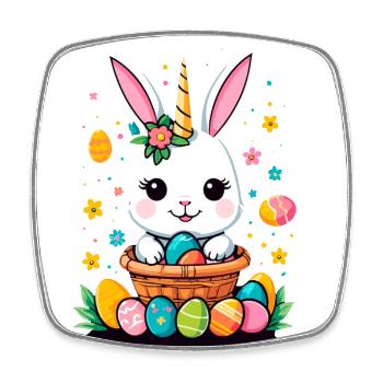 Lustiges Einhorn Osterhase Süßes Ostereinhorn - Viereckiger Kühlschrankmagnet - Weiß - Vorne