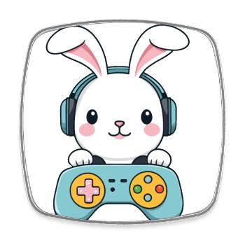 Osterhase Gamer Ikonisches Ostern Gaming - Viereckiger Kühlschrankmagnet - Weiß - Vorne