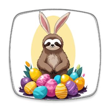 Funny Sloth Easter Bunny Iconic Easter - Square fridge magnet - white - Front