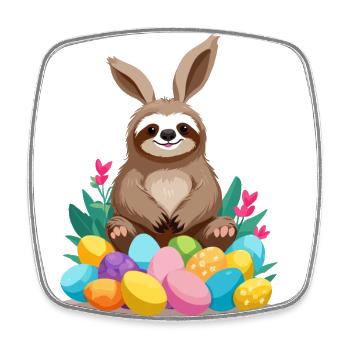 Funny Sloth Easter Bunny Cute Iconic - Square fridge magnet - white - Front