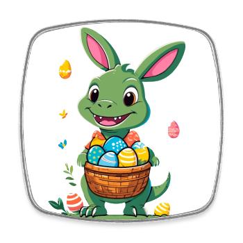 Iconic Easter Dinosaur Dinosaur Easter Bunny - Square fridge magnet - white - Front