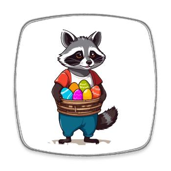 voleur d’oeufs raton laveur lapin de Pâques design amusant - Magnet carré - blanc - Devant