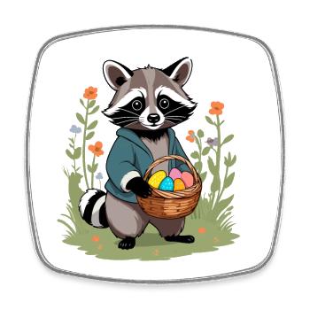 Funny raccoon Easter bunny Easter saying - Square fridge magnet - white - Front