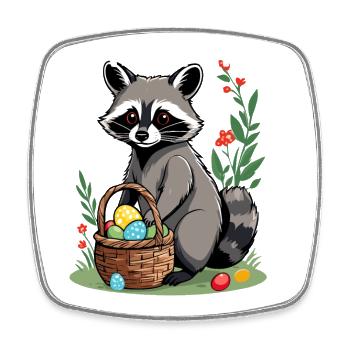 Drôle de raton laveur disant lapin de Pâques Design - Magnet carré - blanc - Devant
