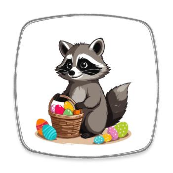 Funny Raccoon Saying Raccoon Easter Bunny - Square fridge magnet - white - Front