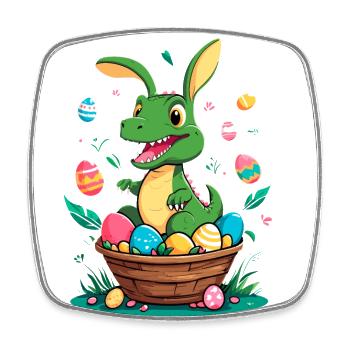 Iconic Easter Dinosaur and Dinosaur Easter Bunny - Square fridge magnet - white - Front