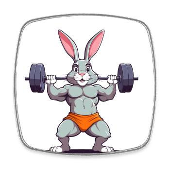 Lapin de Pâques Bodybuilder Drôle & Animal Workout - Magnet carré - blanc - Devant