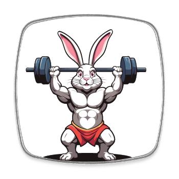 Lapin de Pâques Body Building Animal Drôle Séance D’entraînement - Magnet carré - blanc - Devant