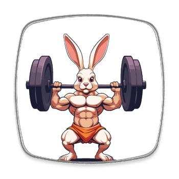 Easter Bunny Body Building Animal Funny Workout - Square fridge magnet - white - Front