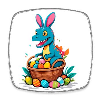 Iconic Easter Dinosaur Dinosaur Easter Bunny - Square fridge magnet - white - Front
