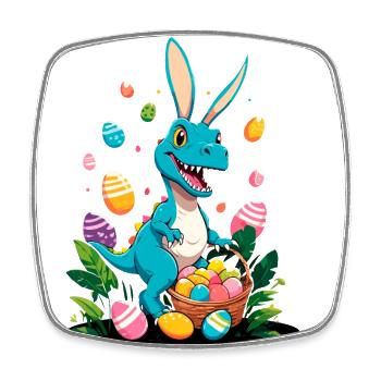 Iconic Easter Dinosaur Dinosaur Easter Bunny - Square fridge magnet - white - Front
