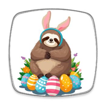 Lustiges Faultier Osterhase Ikonisches Ostern - Viereckiger Kühlschrankmagnet - Weiß - Vorne