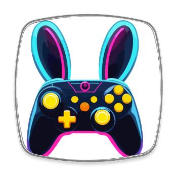 Easter Bunny Gamer & Gaming Streetwear Iconic - Square fridge magnet - white - Front