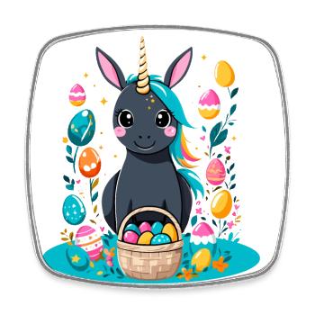 Licorne drôle lapin de Pâques Licorne mignonne Licorne de Pâques - Magnet carré - blanc - Devant