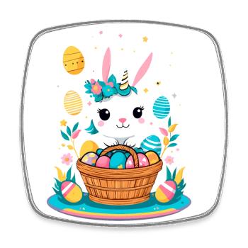 Licorne drôle lapin de Pâques Licorne mignonne Licorne de Pâques - Magnet carré - blanc - Devant