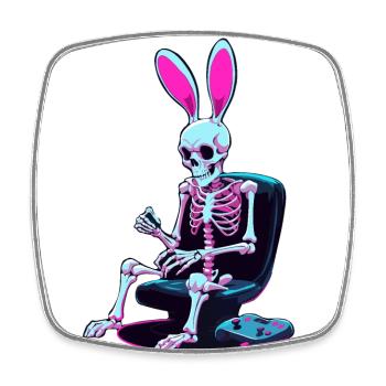 Easter Bunny Gamer Iconic Easter Gaming - Square fridge magnet - white - Front