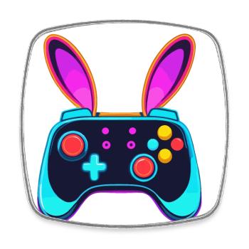 Easter Bunny Gamer & Gaming Streetwear Iconic - Square fridge magnet - white - Front