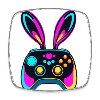Osterhase Gamer - Gaming Streetwear Ikonisches - Viereckiger Kühlschrankmagnet - Weiß - Vorne